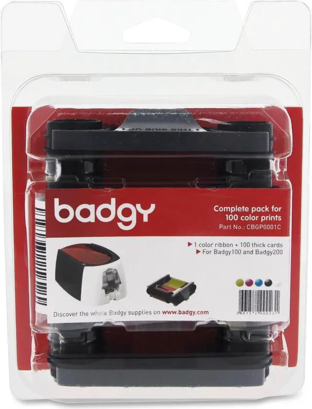Alt view image 2 of 3 - Evolis, Inc CBGP0001C Badgy 100/200 Consumable Pack Color ribbon, 100 30mil cards