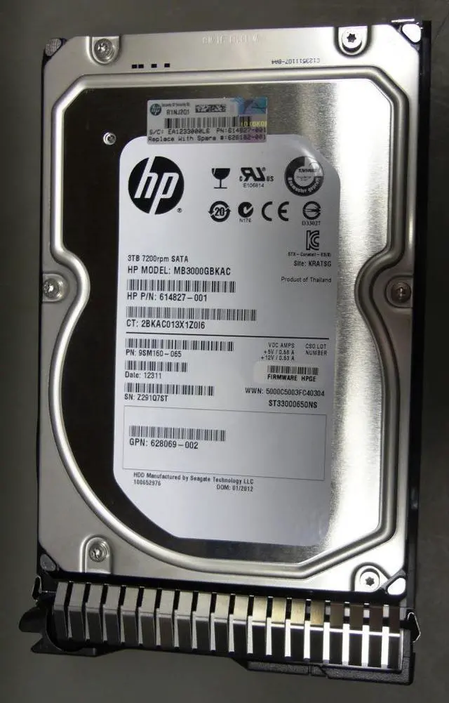 Alt view image 2 of 5 - HPE 628182-001 3 TB Hard Drive - 3.5" Internal - SATA (SATA/600)