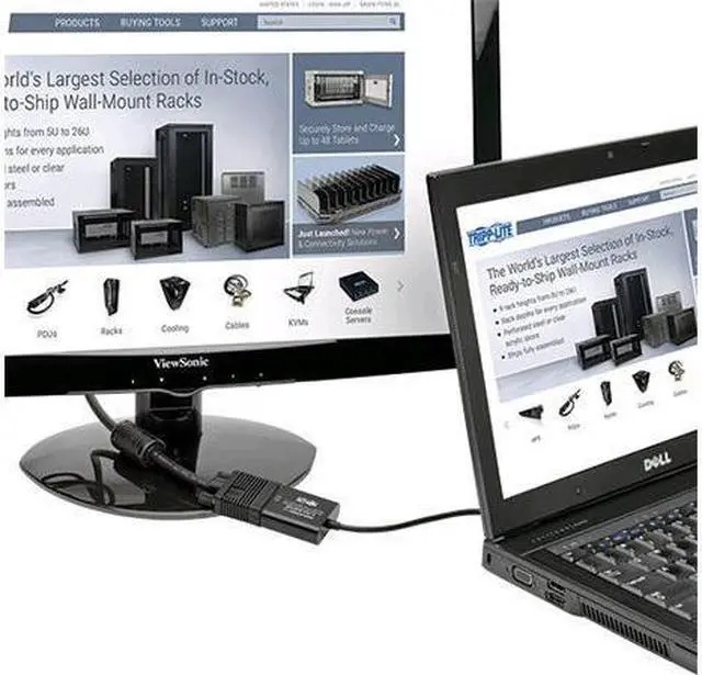 Alt view image 6 of 11 - Tripp Lite DisplayPort to VGA Active Cable Adapter, DP 1.2, Converter for DP to HD15 (M/F), 1920 x 1200/1080p, 6 in. (P134-06N-VGA-V2)