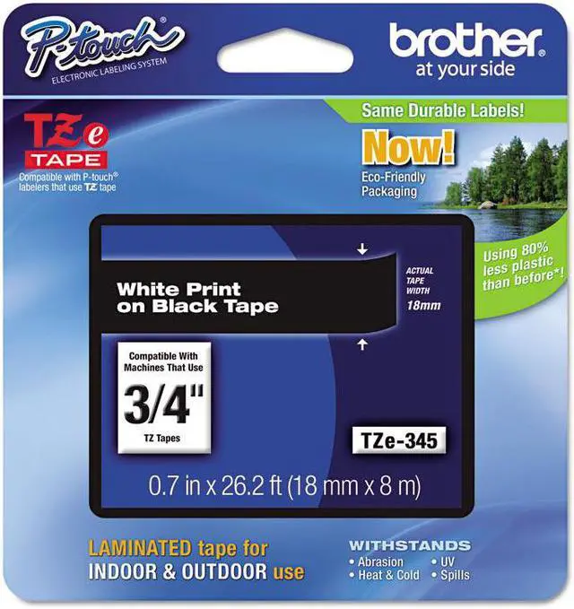 Main image of BROTHER INTERNATIONAL CORPORAT TZE-345 LABEL,.75 WHT-BLK