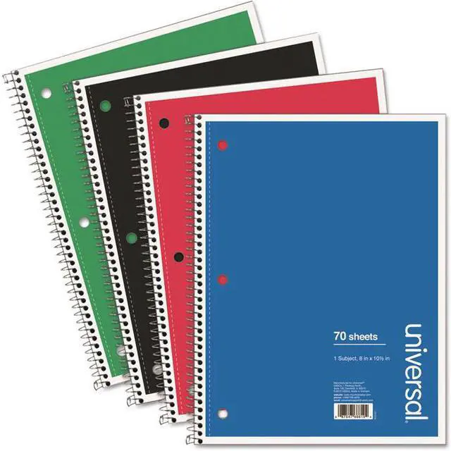 Main image of Innovera 66614 1 Subject Wirebound Notebook, 10.5 X 8, College Rule, 70 Sheets, Assorted, 4/Pk