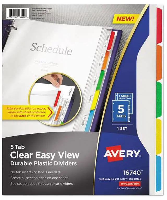 Alt view image 6 of 16 - Avery Clear View Plastic Dividers with Sheet Protector Multicolor 5-Tab Letter 16740