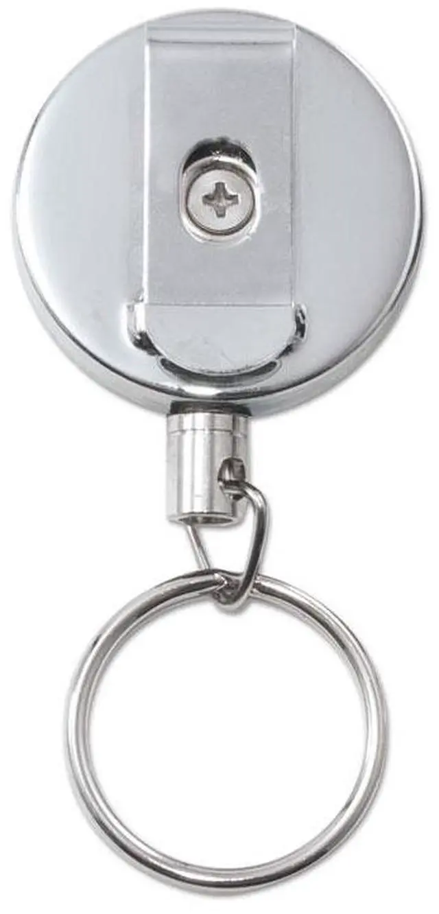 Alt view image 3 of 6 - Heavy-Duty Retractable Id Card Reel, 18" Extension, Black/Chrome, 6/Pa