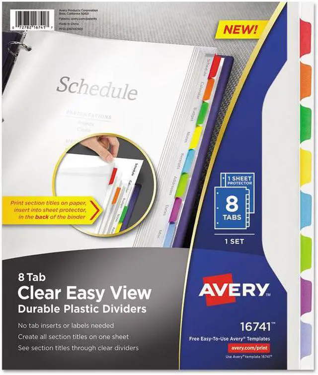 Alt view image 3 of 16 - Avery Clear View Plastic Dividers with Sheet Protector Multicolor 8-Tab Letter