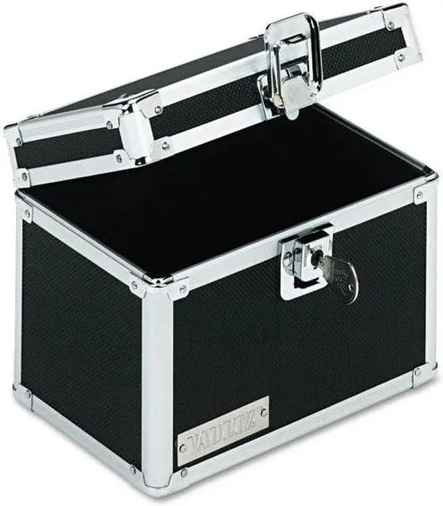 Alt view image 2 of 5 - Vaultz Locking Index Card File with Flip Top Holds 450 4 x 6 Cards Black VZ01171