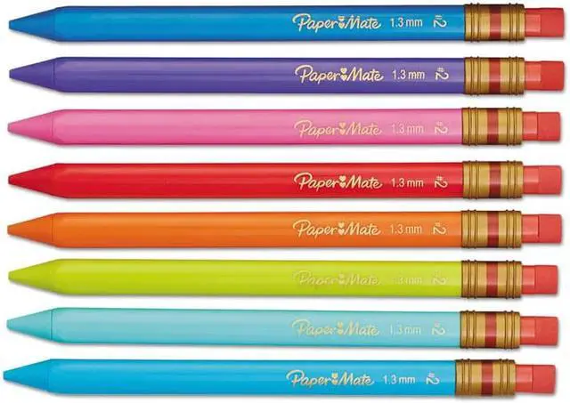 Alt view image 2 of 6 - Paper Mate 1862168 Mates Mechanical Pencils, 1.3 mm, Assorted, 8/Pk