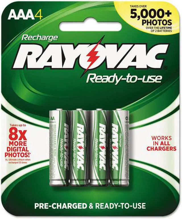 Alt view image 5 of 9 - Rayovac Platinum Rechargeable NiMH Batteries, AAA, 4 per Pack