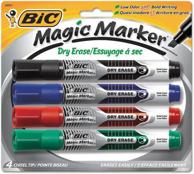 Alt view image 2 of 14 - BIC Low Odor & Bold Writing Dry Erase Marker Chisel Tip 4/Pack GELITP41AST