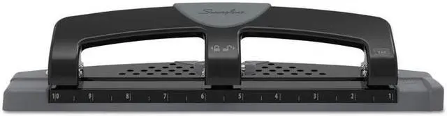 Main image of SWINGLINE A7074134 Three-Hole Paper Punch,12 Sheets,Blk/Gry