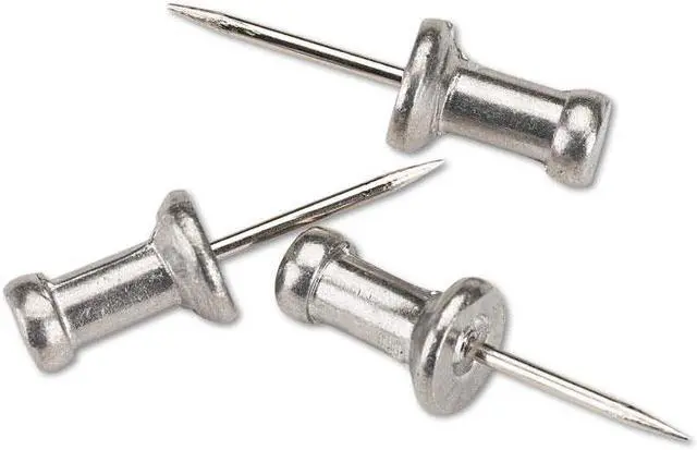 Alt view image 2 of 6 - Gem Aluminum Head Push Pins, Aluminum, Silver, 1/2", 100/Box CPAL4