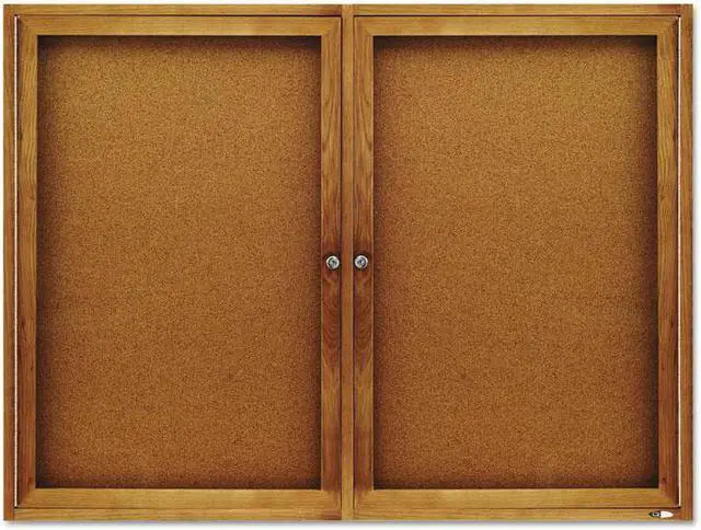 Alt view image 5 of 20 - Quartet Enclosed Bulletin Board Natural Cork/Fiberboard 48 x 36 Oak Frame 364