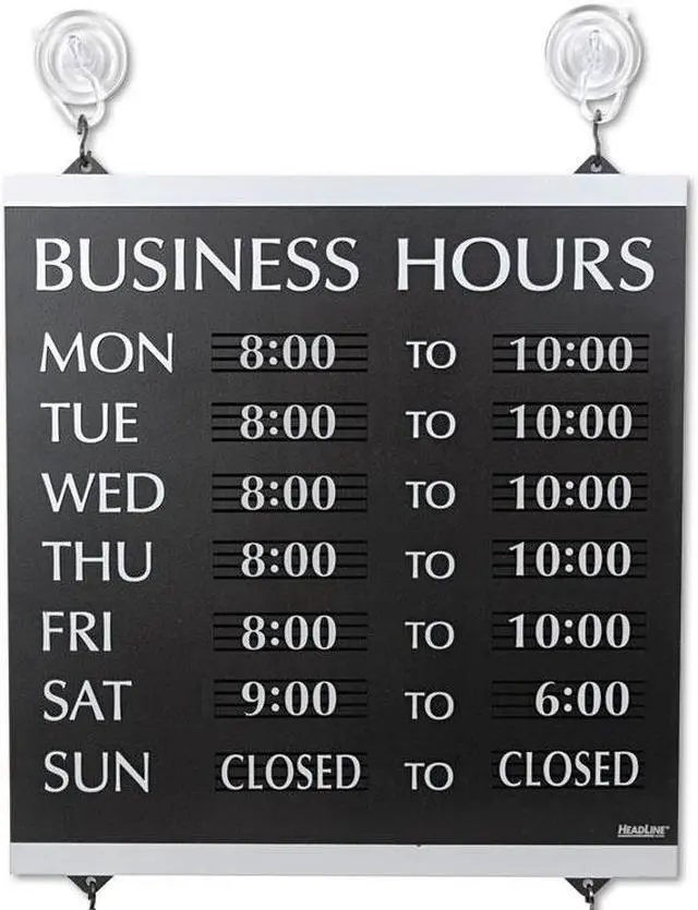 Alt view image 7 of 11 - Headline Sign Century Series Business Hours Sign Heavy-Duty Plastic 13 x 14 Black 4247