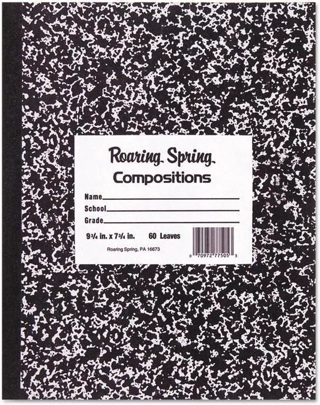 Alt view image 6 of 15 - Roaring Spring Paper Products 1-Subject Composition Notebooks 8" x 10" Wide Ruled 60 Sheets Black (77505)