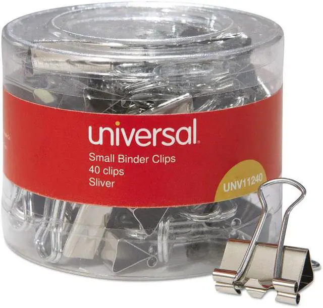 Main image of Universal Small Binder Clips, 3/8" Capacity, 3/4" Wide, Silver, 40/Pack