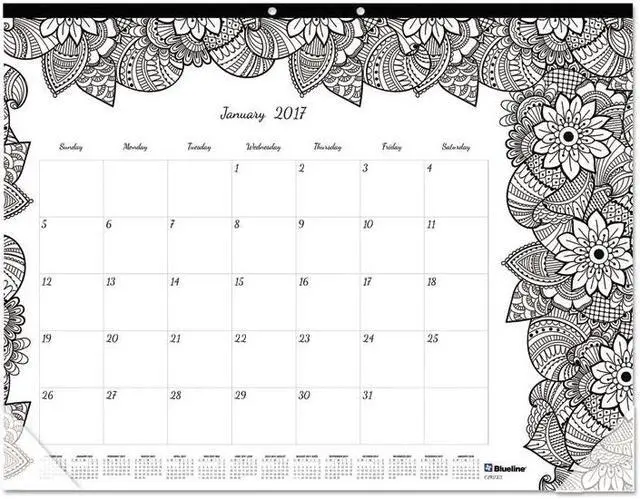 Main image of Blueline C2917311 Doodleplan Desk Pad Calendar W/Coloring Pages, 22 X 17, 2017