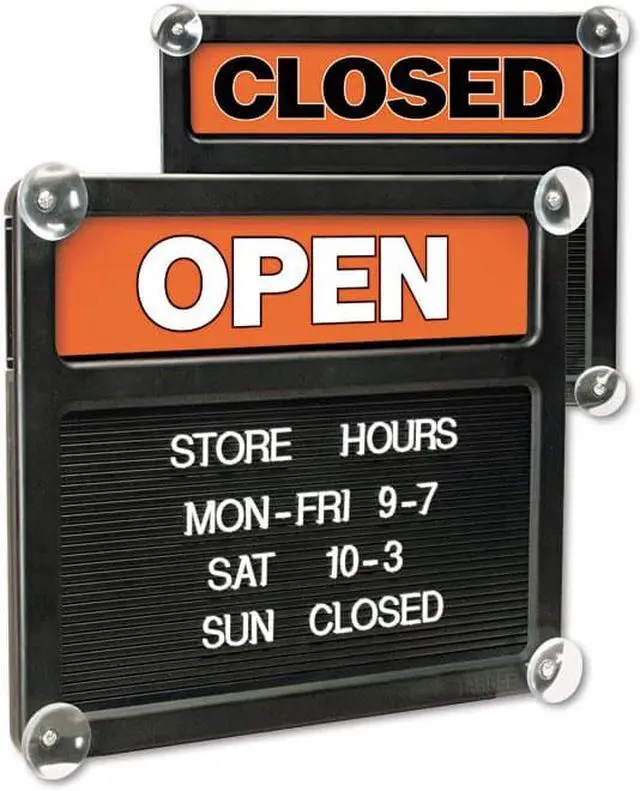 Alt view image 2 of 3 - Headline Sign Double-Sided Open/Closed Sign w/Plastic Push Characters 14 3/8 x