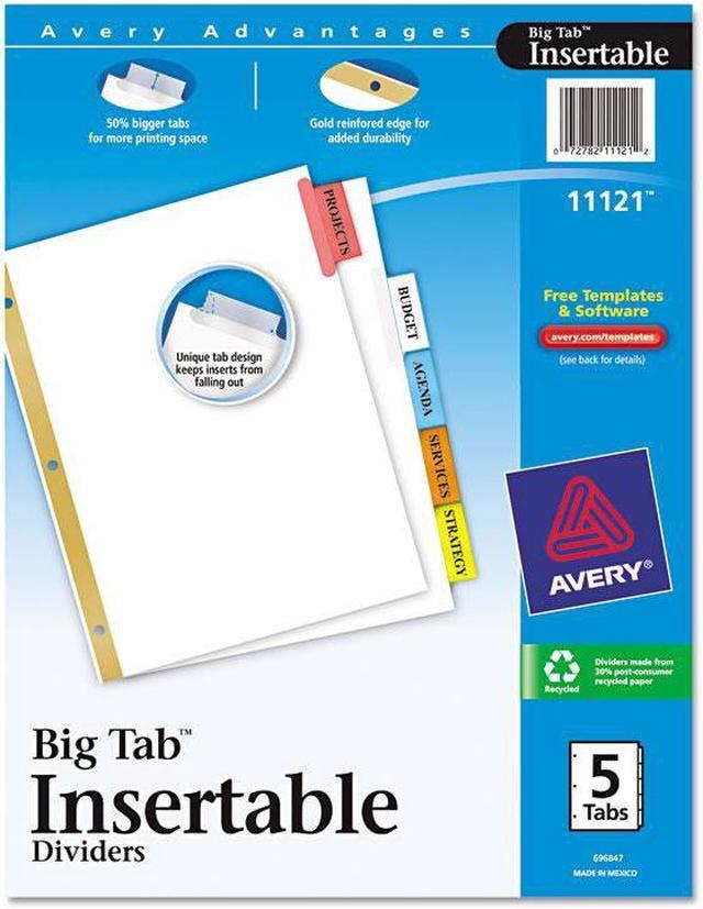 Alt view image 6 of 15 - Avery Insertable Big Tab Dividers 5-Tab Letter 11121