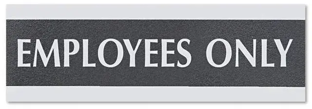 Alt view image 2 of 3 - Headline Sign Century Series Office Sign EMPLOYEES ONLY 9 x 3 Black/Silver 4760
