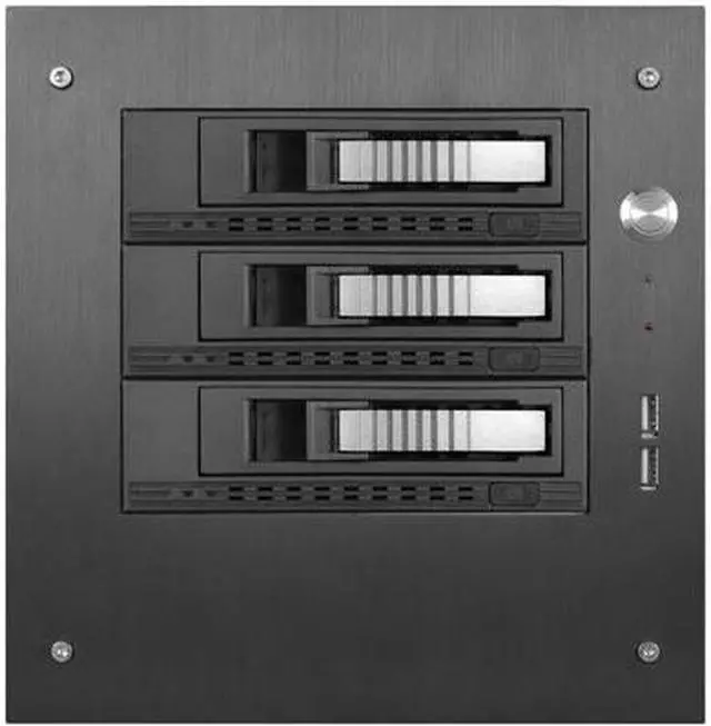 Alt view image 2 of 4 - iStarUSA S-35-3M1BK Black Aluminum / Steel Tower Compact Stylish 3x 3.5" Hotswap mini-ITX Tower - Black HDD Handle