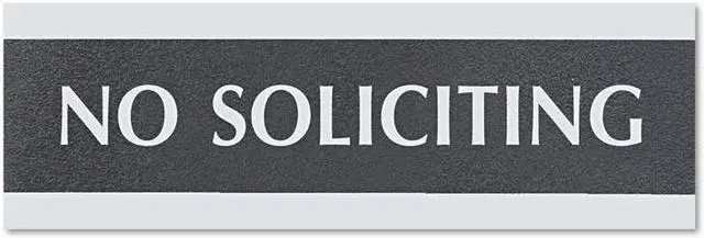 Alt view image 3 of 5 - Headline Sign Century Series Office Sign NO SOLICITING 9 x 3 Black/Silver 4758
