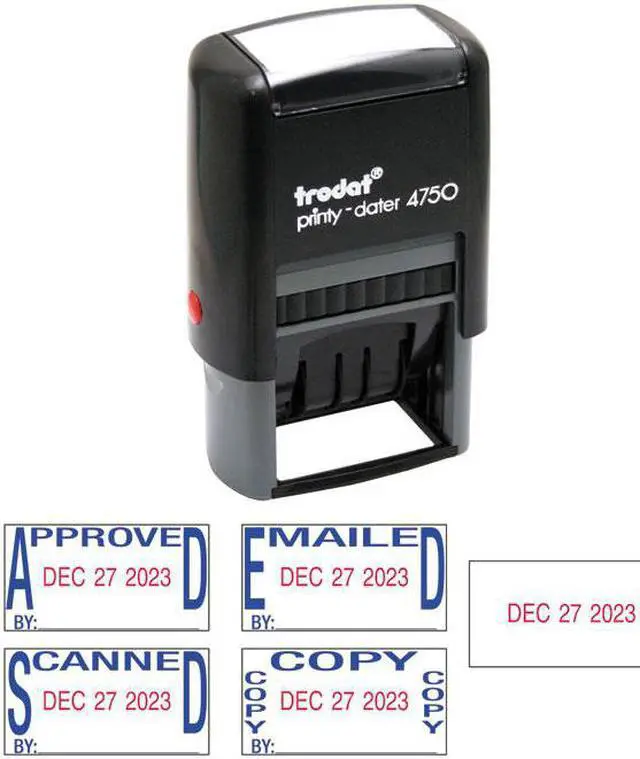 Main image of Trodat E4756 Economy 5-In-1 Date Stamp, Self-Inking, 1 X 1 5/8, Blue/Red