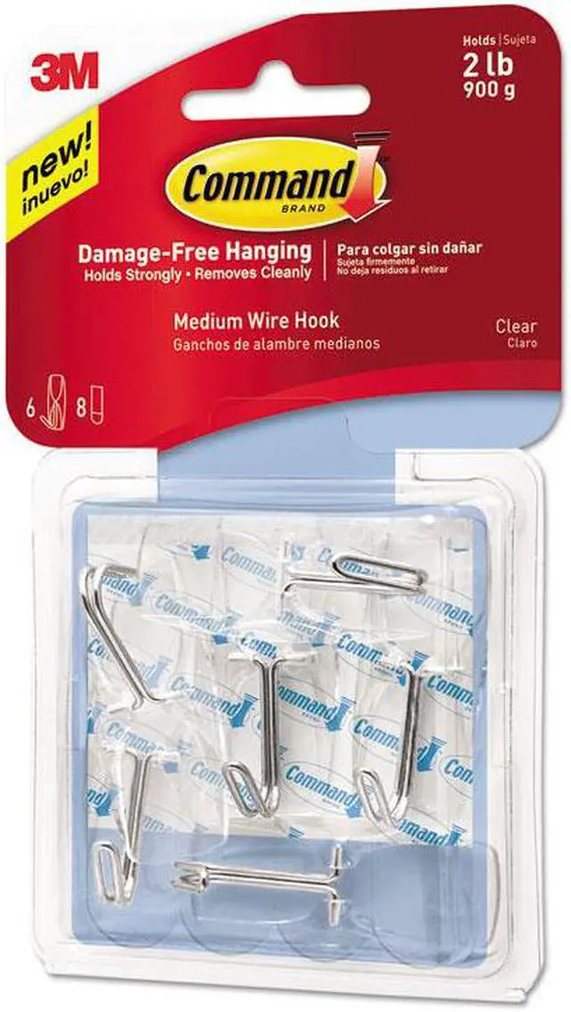 Alt view image 2 of 11 - Command Hook,Clear,Wire,6/Pk,Clr 17065CLRVPES
