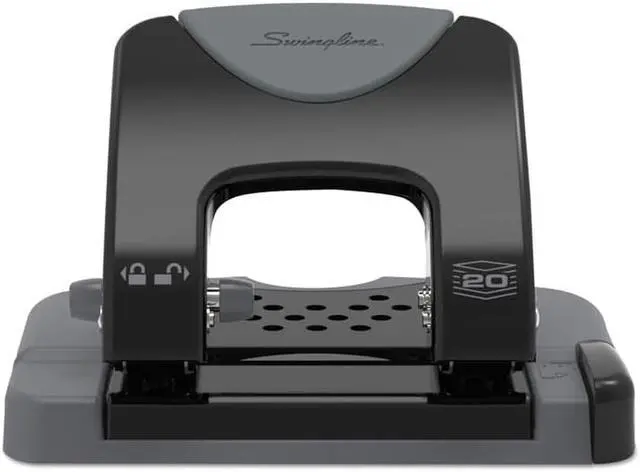 Main image of SWINGLINE A7074135 Two-Hole Paper Punch,20 Sheets,Blck/Gray