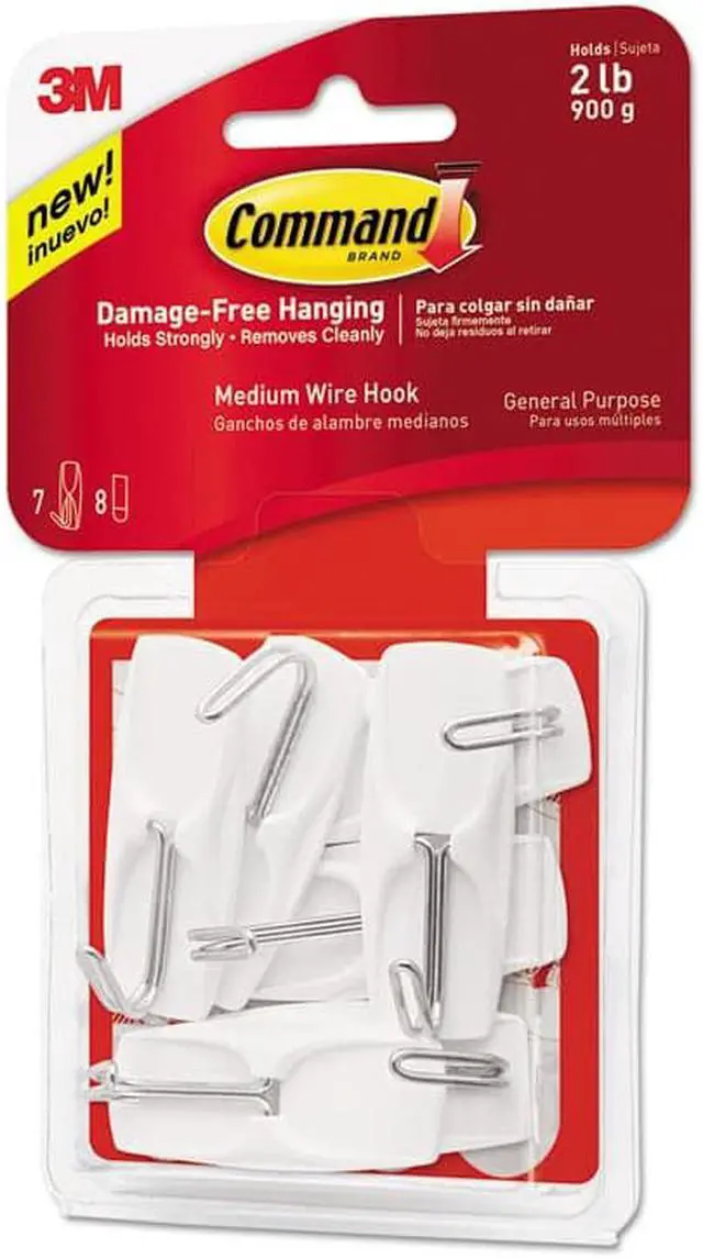 Alt view image 3 of 15 - Command™ Hook,Medium,Wire,7/Pk,Wh 17065VPES