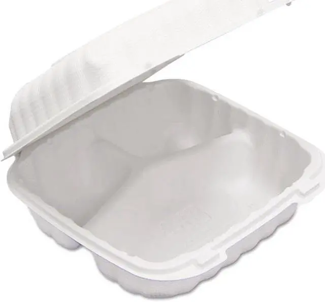 Main image of Pactiv PACYCN80803 Earthchoice Smartlock Hinged Lid Containers, White, 22 Oz, 200/Carton
