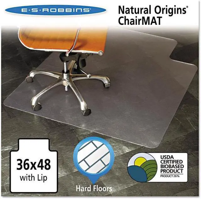 Alt view image 5 of 14 - Es Robbins Natural Origins Chair Mat With Lip For Hard Floors 36 x 48 Clear 143002