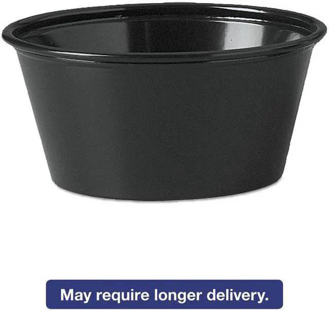 Alt view image 2 of 3 - Plastic Souffle Portion Cups, 3 1/4 oz., Black, 250/Bag, 2500/Carton