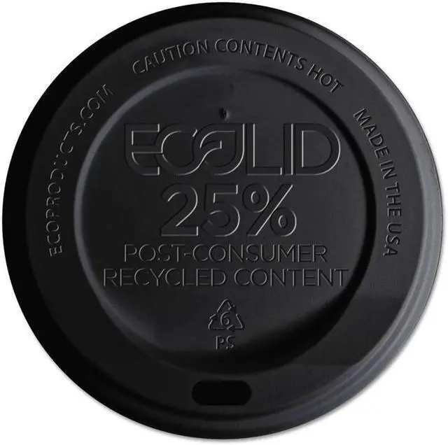 Alt view image 2 of 7 - EcoLid 25% Recy Content Hot Cup Lid, Black, F/10-20oz