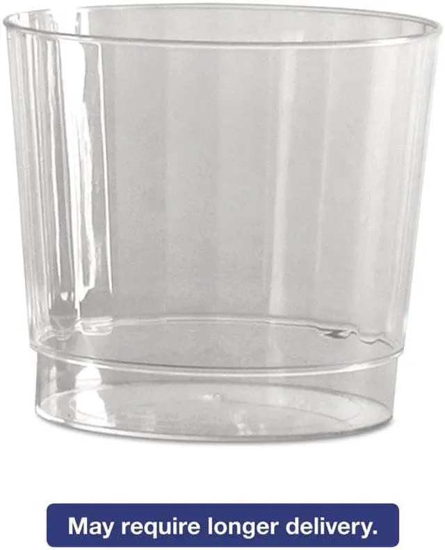 Alt view image 2 of 6 - WNA Classic Crystal Plastic Rocks Tumblers 9 oz. Clear Fluted Squat 12/Pack CCR9240