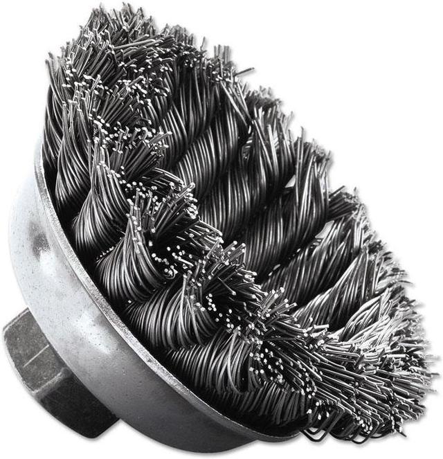 DeWALT - Cup Brush: 3″ Dia, 0.02″ Wire Dia, Steel, Knotted