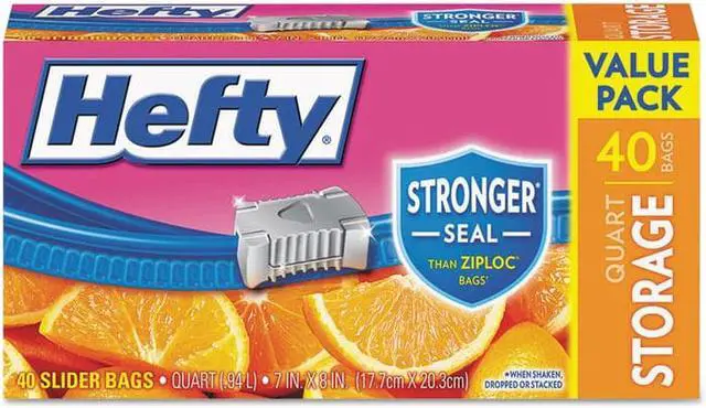 Alt view image 6 of 11 - Pactiv Corporation Hefty Slider Storage Bags 1Qt 40/BX Clear R81240