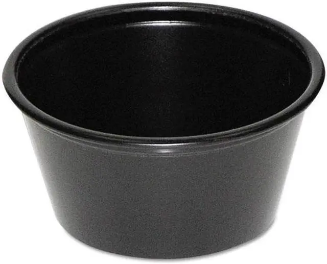 Main image of Boardwalk BWKYS-200E Plastic Souffle Cups, 2 Oz., Black, 200/Bag, 12 Bags/Carton