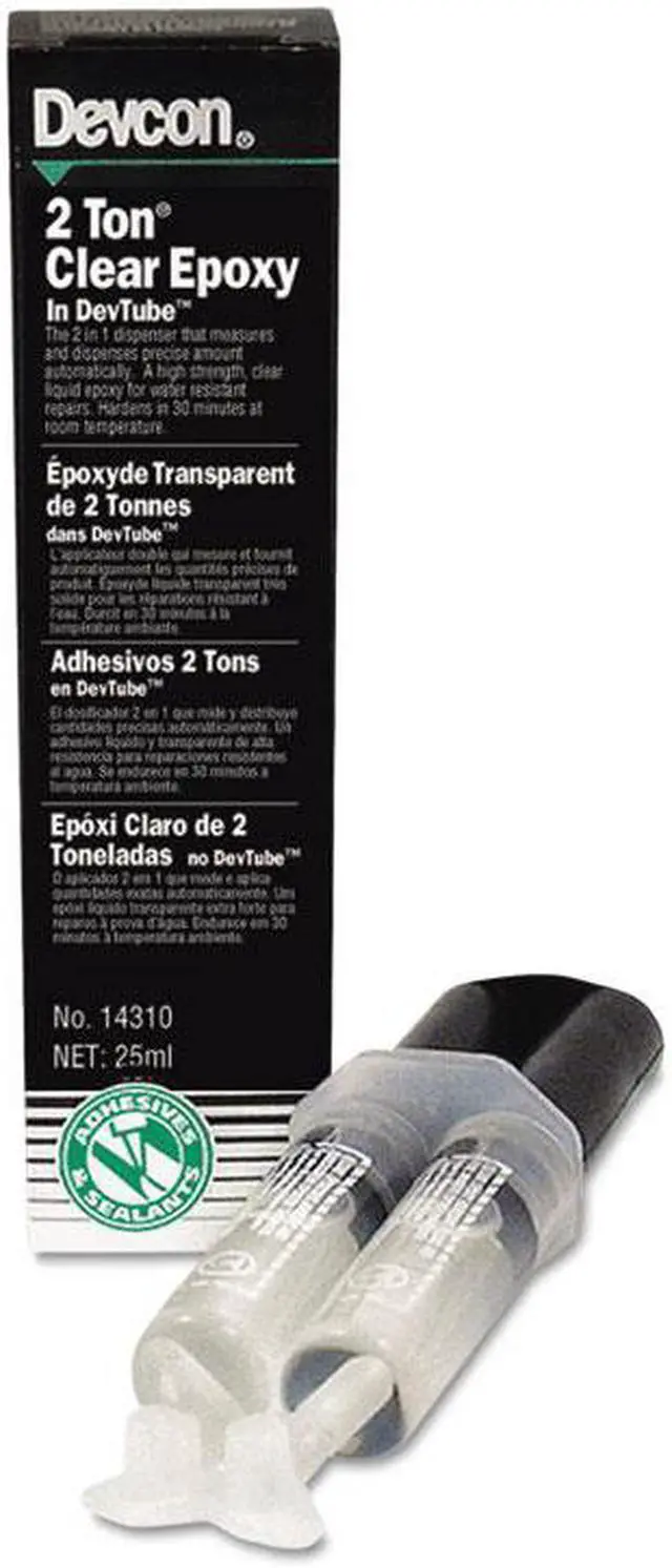 Alt view image 2 of 7 - DEVCON 14310 Construction Adhesive, 2 Ton Epoxy Series, Clear, 25 mL, Syringe,