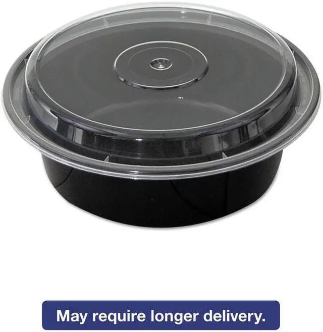 Alt view image 2 of 5 - C-Rnd Plas Cntnr W/Lid 32Oz Microwvb Bla 150