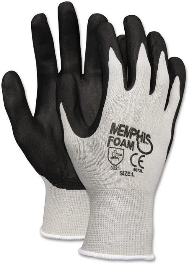 Alt view image 5 of 9 - Memphis Economy Foam Nitrile Gloves Large Gray/Black 12 Pairs 9673L