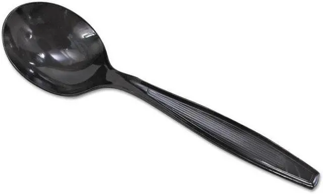 Alt view image 2 of 4 - Heavyweight Full Size Dinner Soup Spoon, Black ,Dixie, SH517