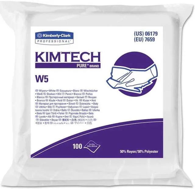 Alt view image 2 of 3 - KIMTECH 06179 W5 Dry Wipe DbleBag 9x9 WHT 5 Bags of 100 Wipe