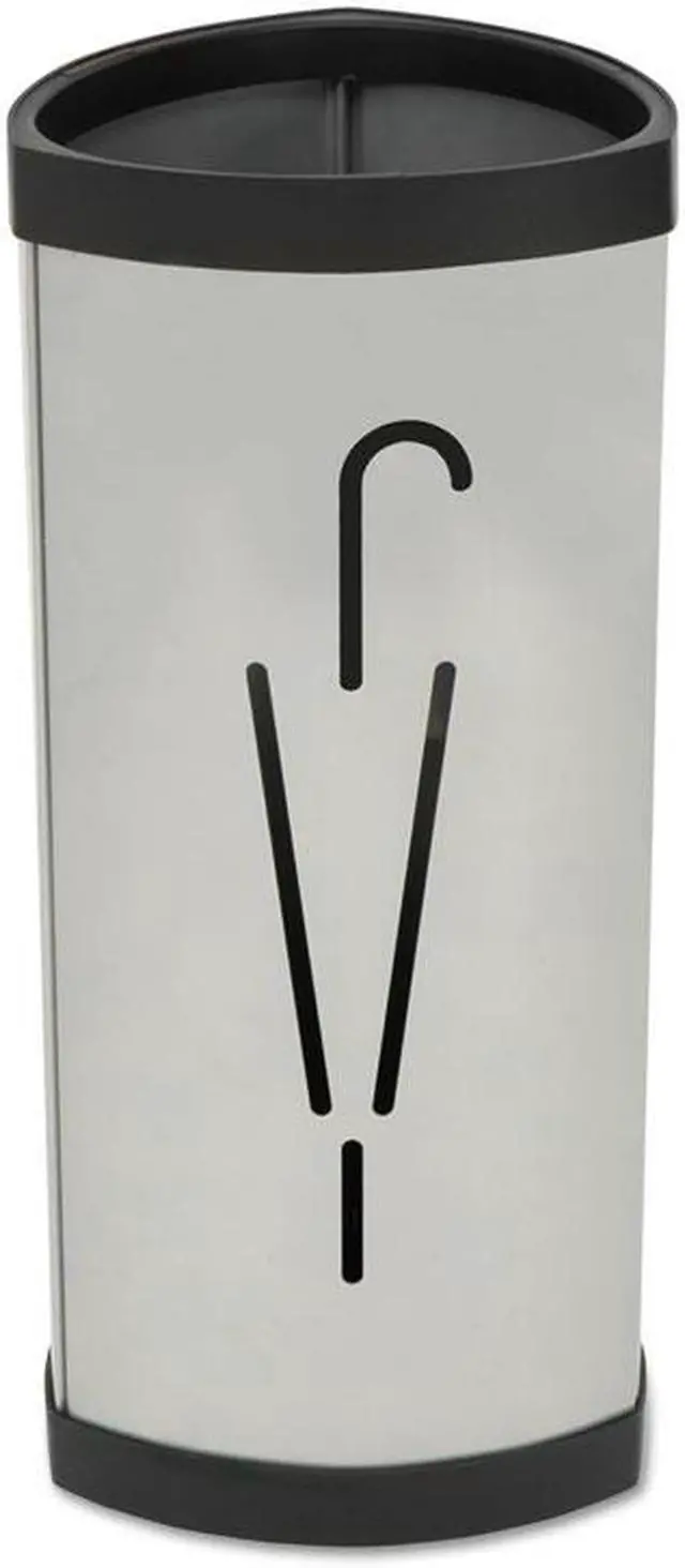 Alt view image 4 of 6 - Triangular Umbrella Stand, 10 1/4w x 10 1/4d x 23 2/3h, Silver/Black