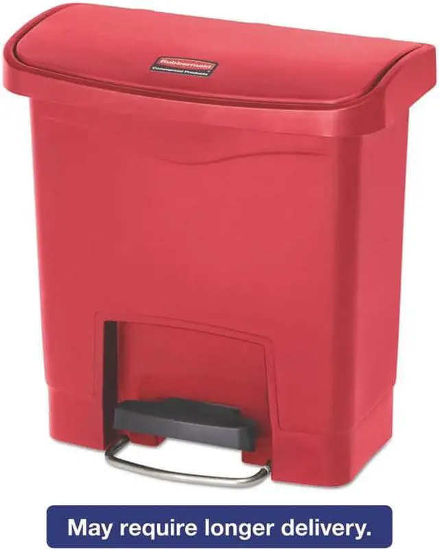 Alt view image 2 of 13 - Rubbermaid - FG1883563 - Slim Jim Resin Step-On Container, Front Step Style, 4 gal, Red