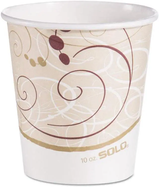 Main image of SOLO Cup Company 510SM Paper Hot Cups In Symphony Design, 10 Oz, Beige/White/Red, 1000/Carton