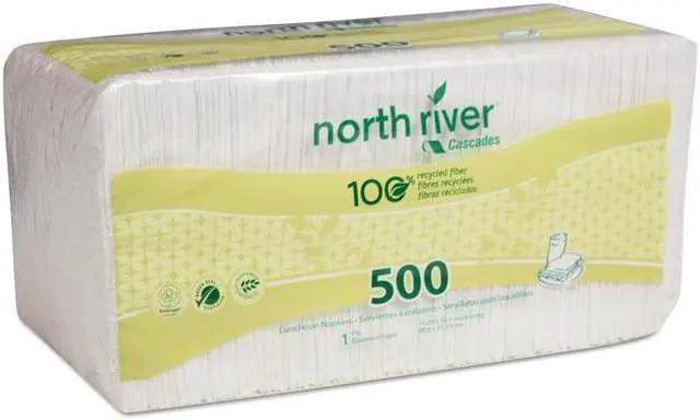 Main image of Cascades N020 North River Luncheon Napkins, 1 Ply, 11 1/4 X 12 1/2, White, 500/Pk, 6000/Crtn