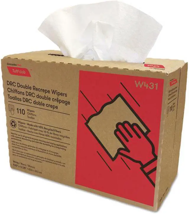 Main image of Cascades W431 Double Recrepe Wipers, 9 1/4 X 12 1/2, White, 110/Box, 12 Box/Carton