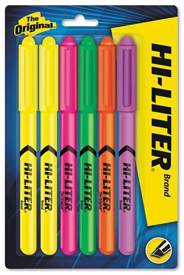 Alt view image 3 of 10 - Hi-Liter Pen Style Highlighter Chisel Assorted Fluorescent Colors 6/Set 23565