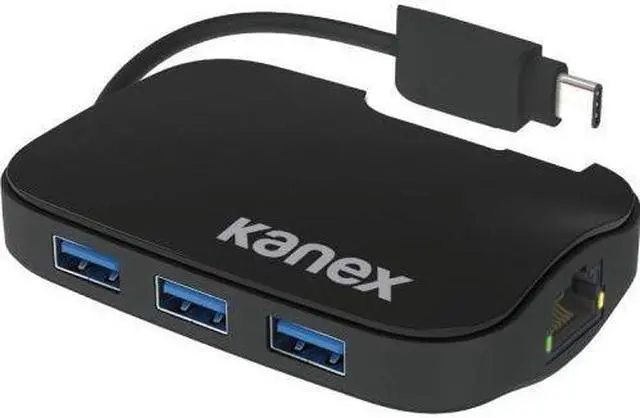 Main image of kanex K181-1046-BK USB-C 3-port Portable Hub with Gigabit Ethernet