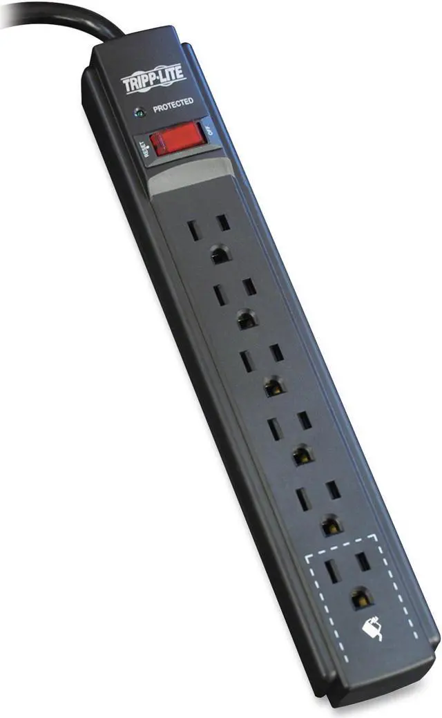 Alt view image 5 of 15 - Tripp Lite Tlp606B 6-Outlet Surge Protector/Suppressor ,6-Ft Cord, Black