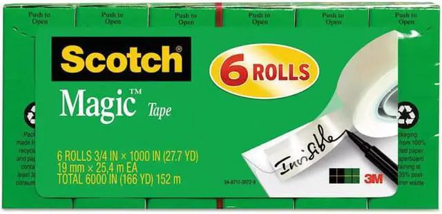 Alt view image 2 of 6 - Office Tape,Transparent,3/4x1000In,PK6 SCOTCH 810K6